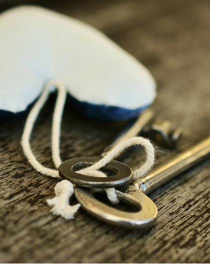 Keys with a heart-shaped keychain