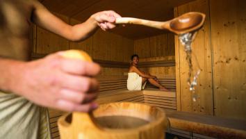 Two people in the sauna