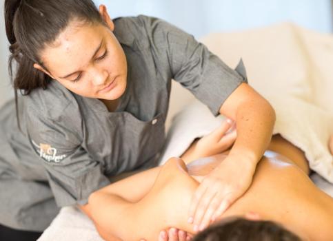 A woman is receiving a treatment