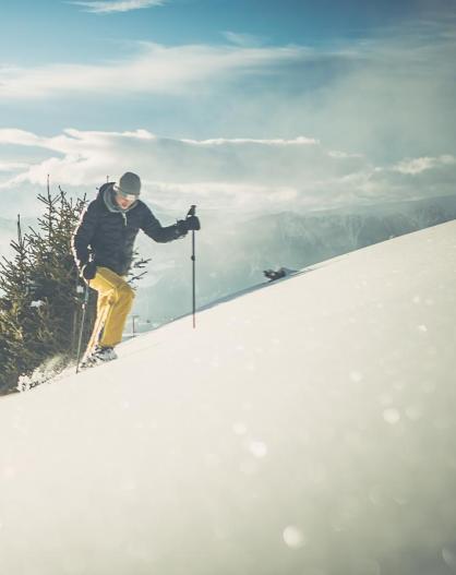 Two people on a snowshoe hike