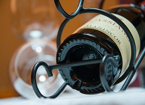 Close-up of a wine bottle
