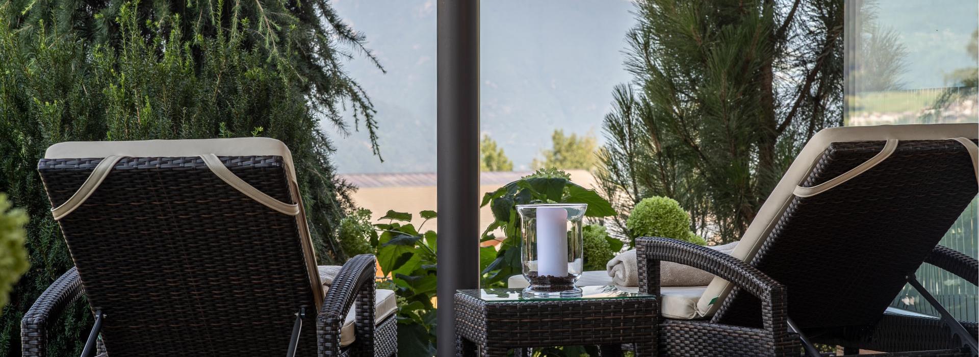 A relaxation area with loungers and a view